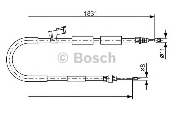 1987482058 Bosch cabo do freio de estacionamento traseiro esquerdo