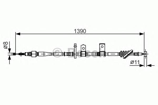 Cabo do freio de estacionamento traseiro direito 1987482090 Bosch