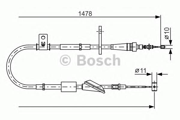 1987482096 Bosch cabo do freio de estacionamento traseiro esquerdo