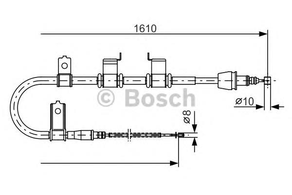 1987482070 Bosch cabo do freio de estacionamento traseiro esquerdo