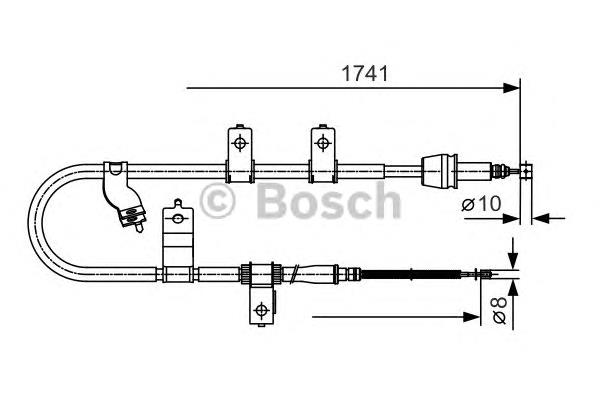 1987482076 Bosch cabo do freio de estacionamento traseiro esquerdo