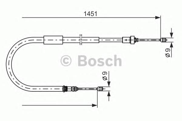 1987477963 Bosch cabo do freio de estacionamento traseiro direito