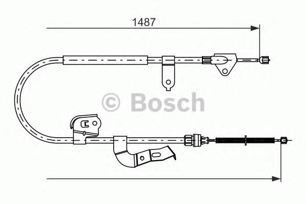 1987477952 Bosch cabo do freio de estacionamento traseiro esquerdo