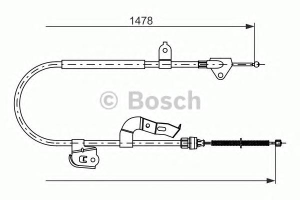 1987477951 Bosch cabo do freio de estacionamento traseiro direito