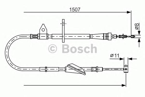 1987477995 Bosch cabo do freio de estacionamento traseiro direito