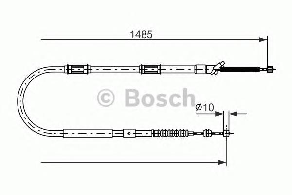 1987477998 Bosch cabo do freio de estacionamento traseiro esquerdo