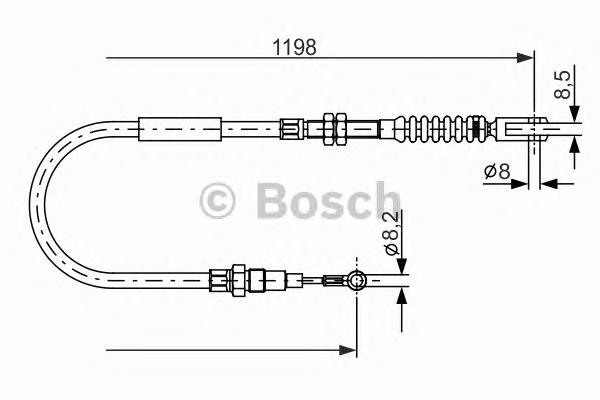1987477873 Bosch cabo traseiro direito/esquerdo do freio de estacionamento