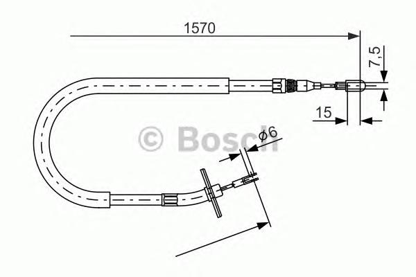 1987477861 Bosch cabo do freio de estacionamento traseiro direito