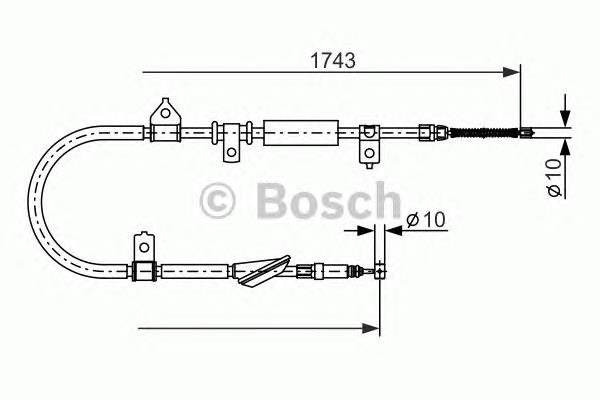 1987477887 Bosch cabo do freio de estacionamento traseiro esquerdo