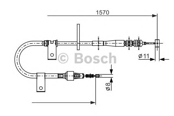 1987477875 Bosch cabo do freio de estacionamento traseiro esquerdo