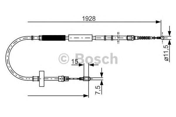 1987477922 Bosch cabo do freio de estacionamento traseiro esquerdo