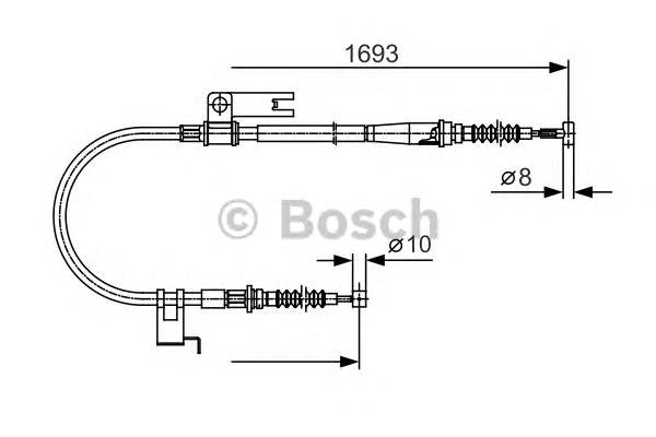 1987477917 Bosch cabo do freio de estacionamento traseiro esquerdo