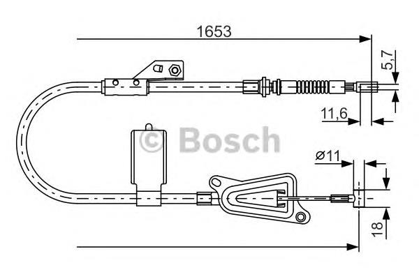 1987477915 Bosch cabo do freio de estacionamento traseiro esquerdo