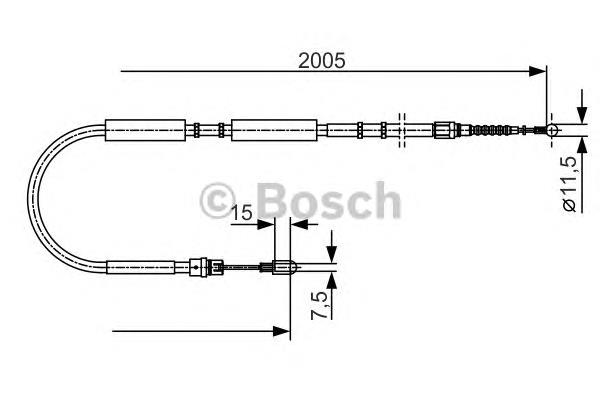 1987477923 Bosch cabo do freio de estacionamento traseiro direito