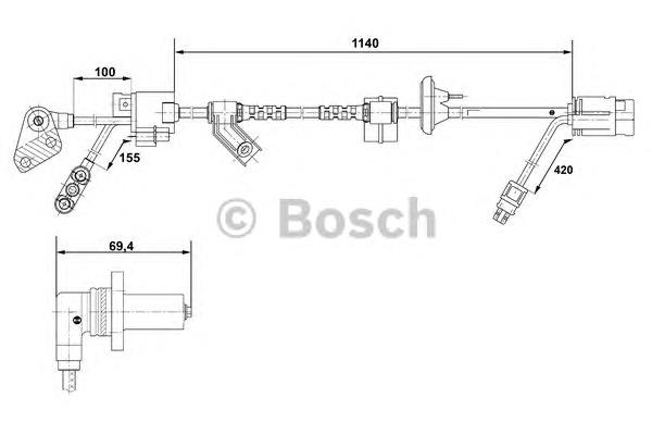 0265001296 Bosch sensor dianteiro esquerdo de desgaste das sapatas do freio