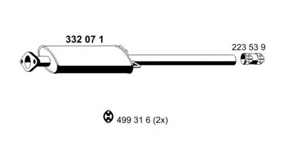 Silenciador, parte central para Ford Transit (V347/8)