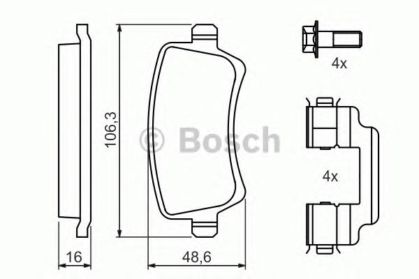 0986494213 Bosch sapatas do freio traseiras de disco