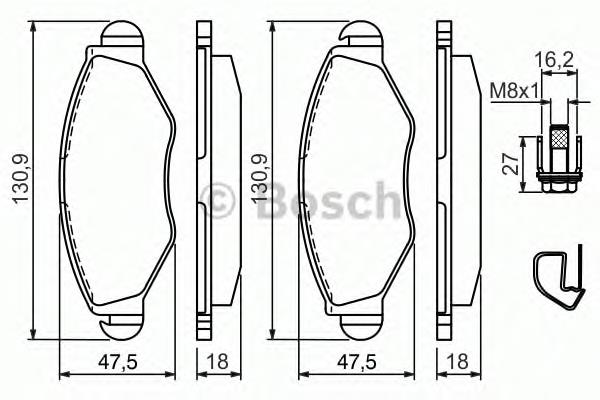 0986494039 Bosch sapatas do freio dianteiras de disco