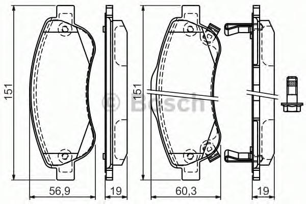 0986494379 Bosch sapatas do freio dianteiras de disco