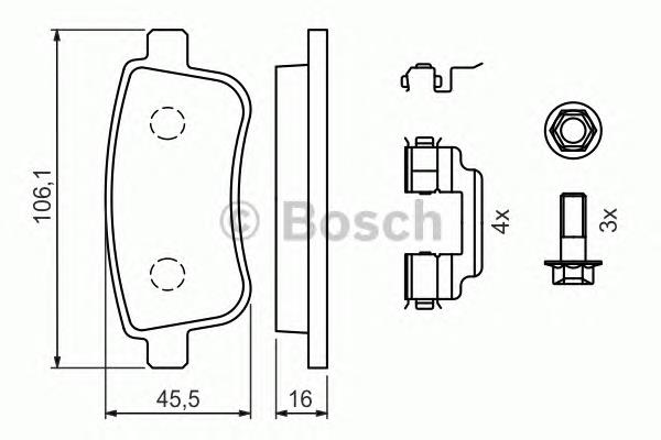 0 986 494 384 Bosch sapatas do freio traseiras de disco