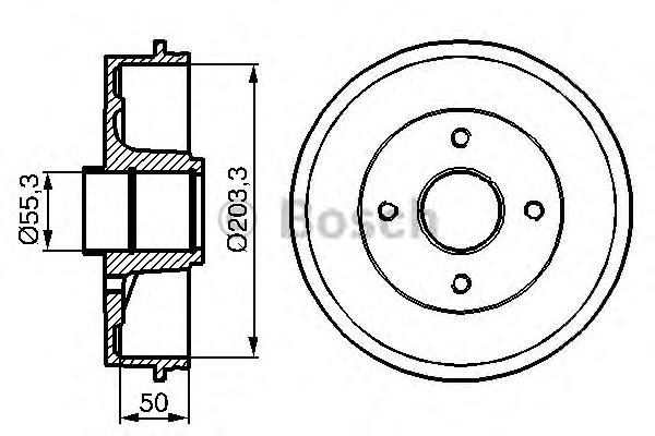 0986477121 Bosch tambor do freio traseiro