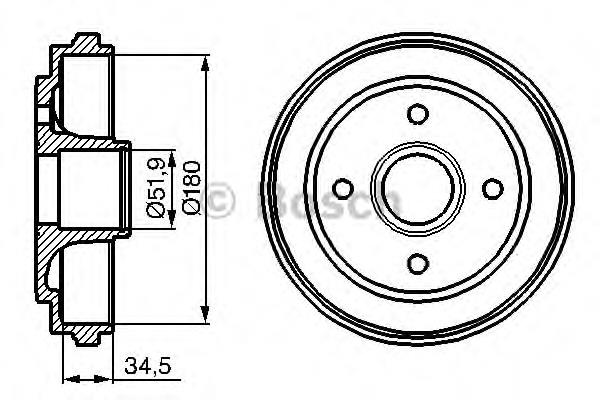 0986477128 Bosch tambor do freio traseiro