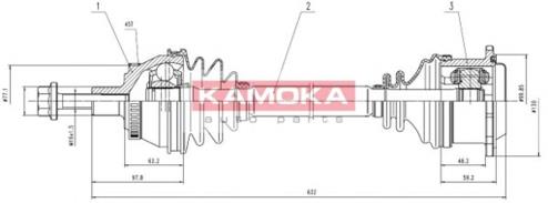 Правая полуось VW1138921A Kamoka