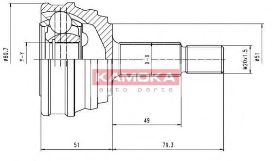 7010 Kamoka junta homocinética externa dianteira