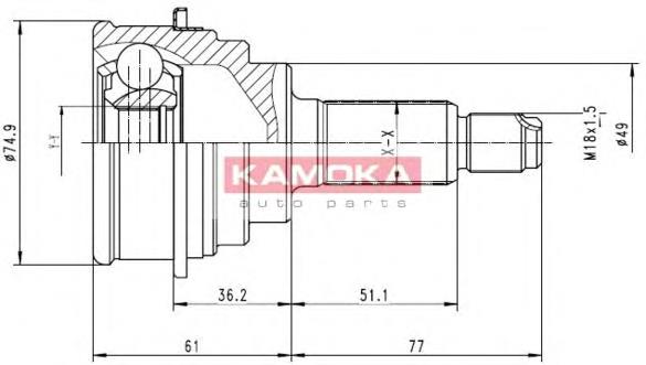 6836 Kamoka junta homocinética externa dianteira