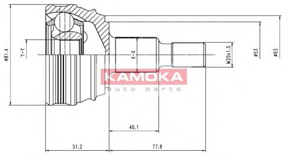 6864 Kamoka junta homocinética externa dianteira