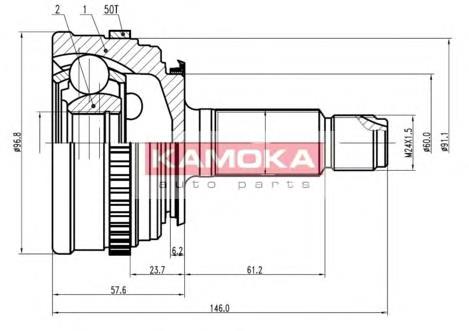 6800 Kamoka junta homocinética externa dianteira