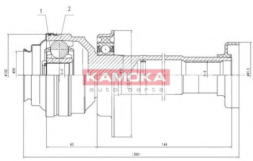 8711 Kamoka junta homocinética interna dianteira direita