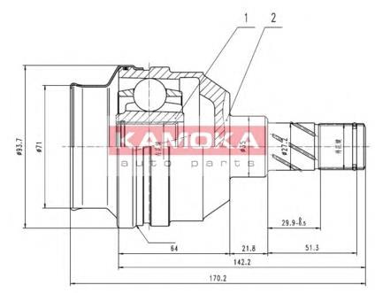 8009 Kamoka junta homocinética interna dianteira