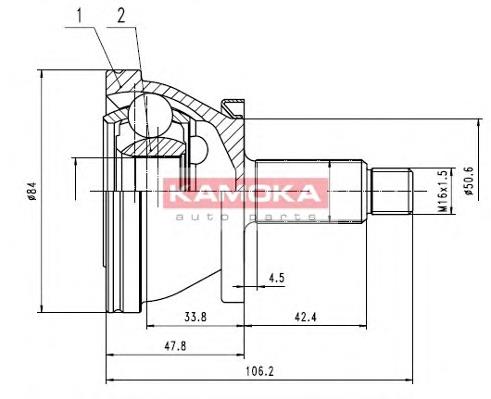 7082 Kamoka junta homocinética externa dianteira