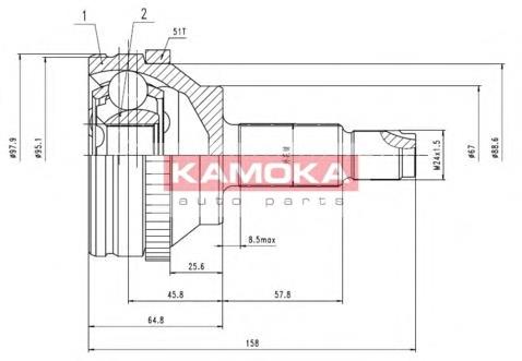 7088 Kamoka junta homocinética externa dianteira