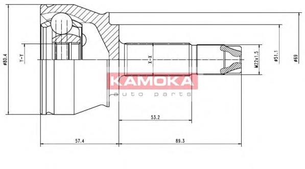 7136 Kamoka junta homocinética externa dianteira