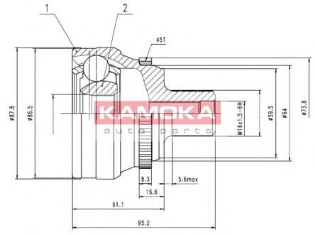 6622 Kamoka junta homocinética externa dianteira