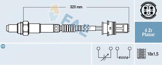 Sonda lambda, sensor esquerdo de oxigênio depois de catalisador 77409 FAE