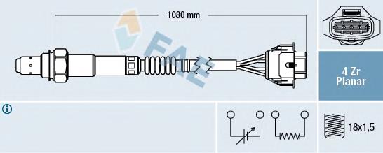 Sonda lambda, sensor de oxigênio até o catalisador 77421 FAE