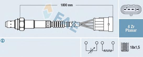 Sonda lambda, sensor de oxigênio depois de catalisador 77365 FAE