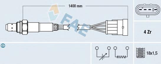 Sonda lambda, sensor de oxigênio 77364 FAE