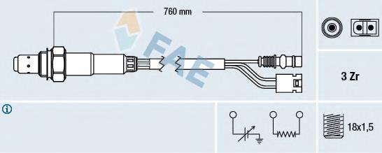 Sonda lambda, sensor de oxigênio até o catalisador 77381 FAE