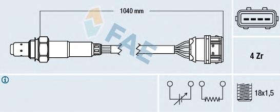 Sonda lambda, sensor de oxigênio até o catalisador 77373 FAE