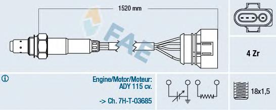 Sonda lambda, sensor de oxigênio 77301 FAE