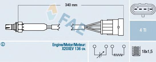 Sonda lambda, sensor de oxigênio 77300 FAE