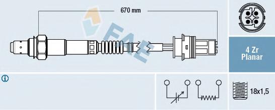 77328 FAE sonda lambda, sensor direito de oxigênio depois de catalisador