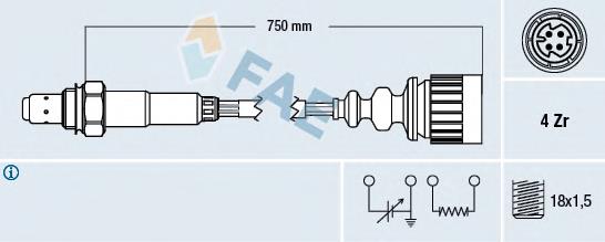 77176 FAE sonda lambda, sensor de oxigênio