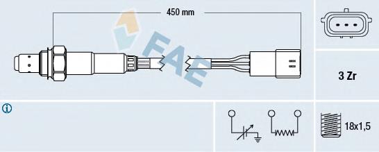 77466 FAE sonda lambda, sensor de oxigênio até o catalisador