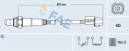 Sonda lambda, sensor esquerdo de oxigênio depois de catalisador 77476 FAE