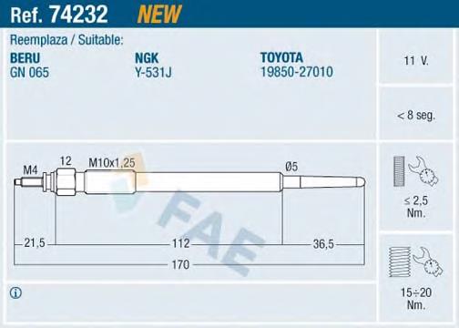 74232 FAE vela de incandescência